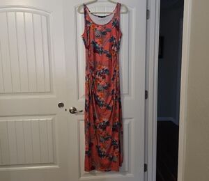 Boston Proper Coral Floral Maxi Dress